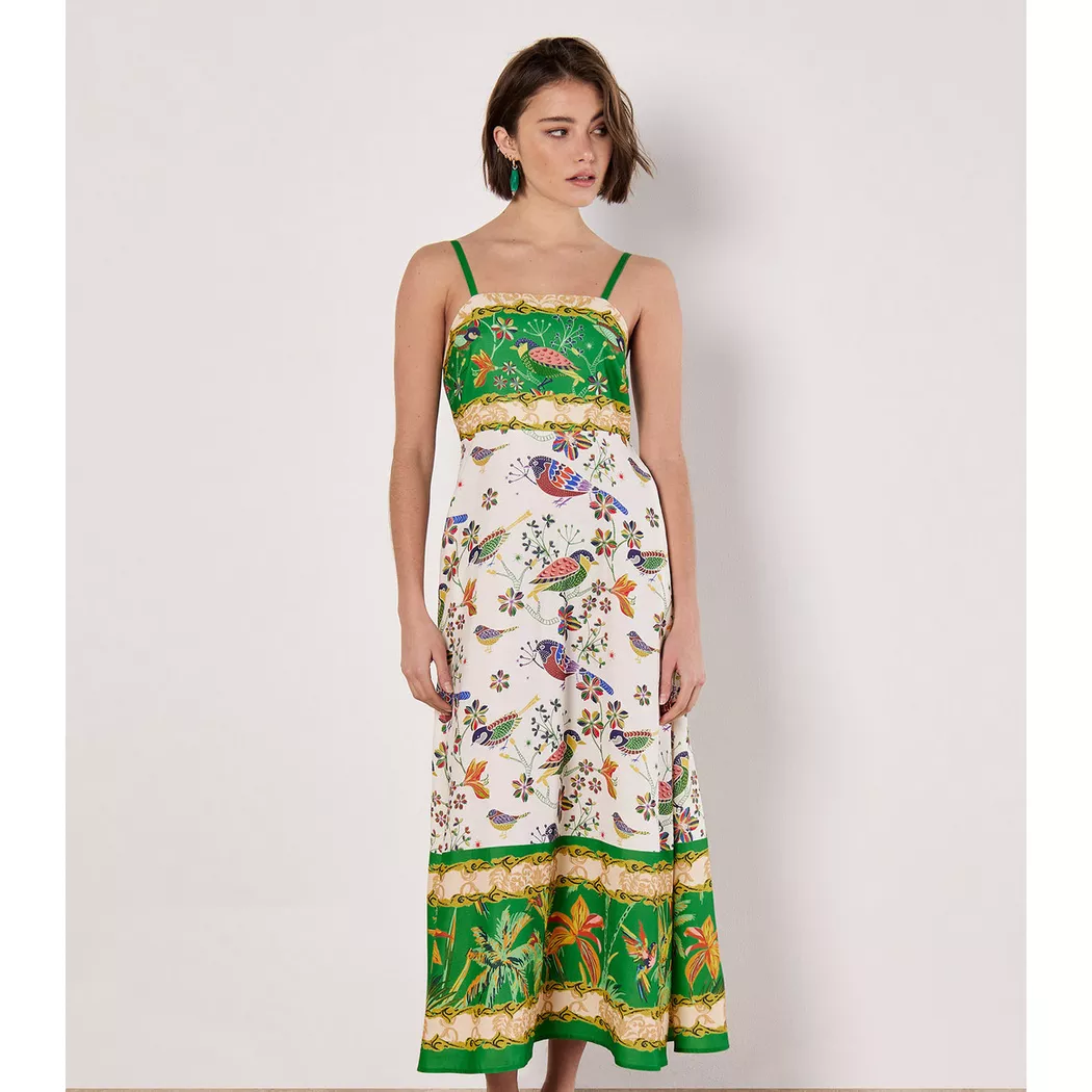 APRICOT - Midikleid mit Vögeln und Palmen, für Damen, Grün, Größe S
