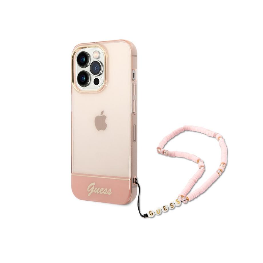GUESS  Coque iPhone 14 Pro Colors Pearl Strap 
