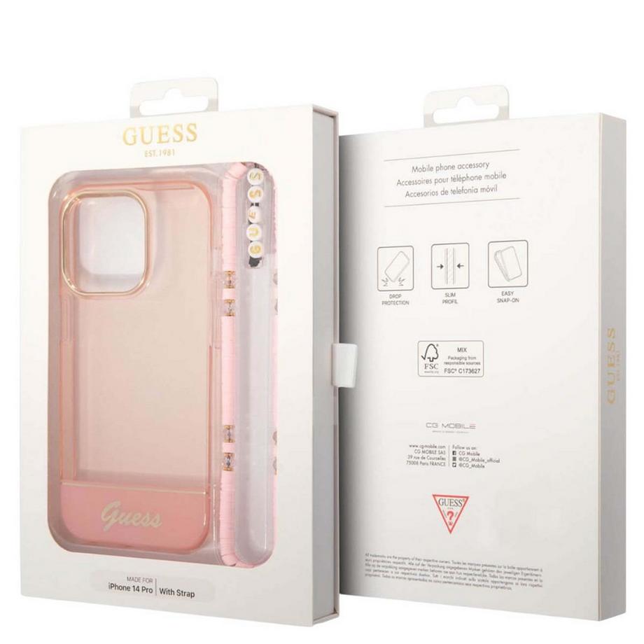 GUESS  Coque iPhone 14 Pro Colors Pearl Strap 