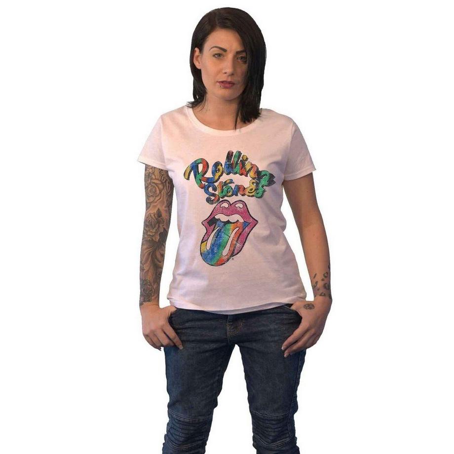 The Rolling Stones Rainbow Tongue Imprimé Graphique T-Shirt  