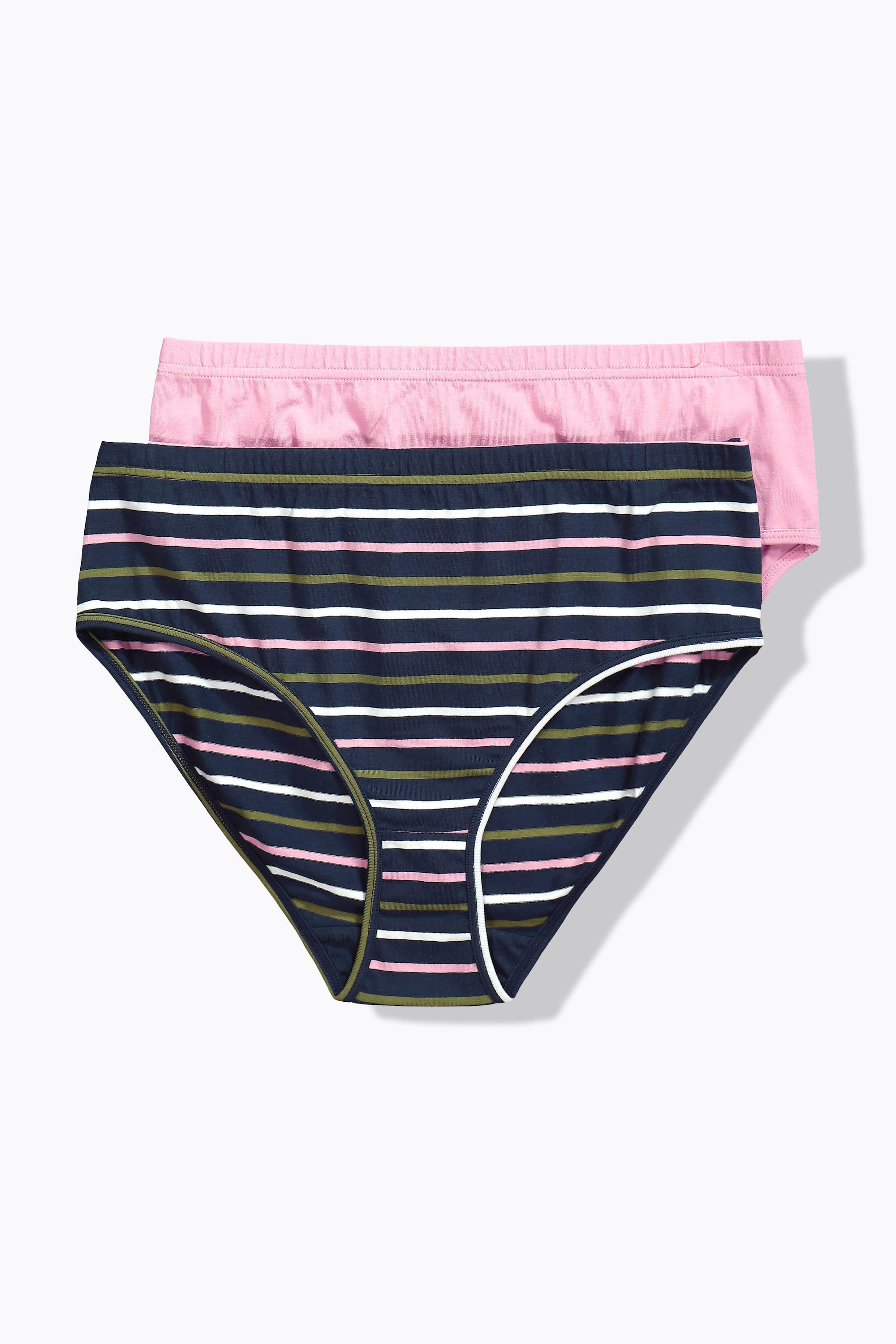 Ulla Popken Culottes Lot de 2 Uni Rayures Coton Bio  