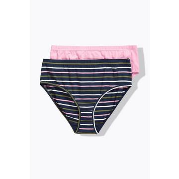 Slip di cotone biologico in tinta unita/righe in confezione doppia