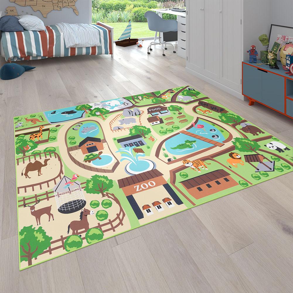 Paco Home Jouer au motif de zoo de tapis chambre pour enfants  