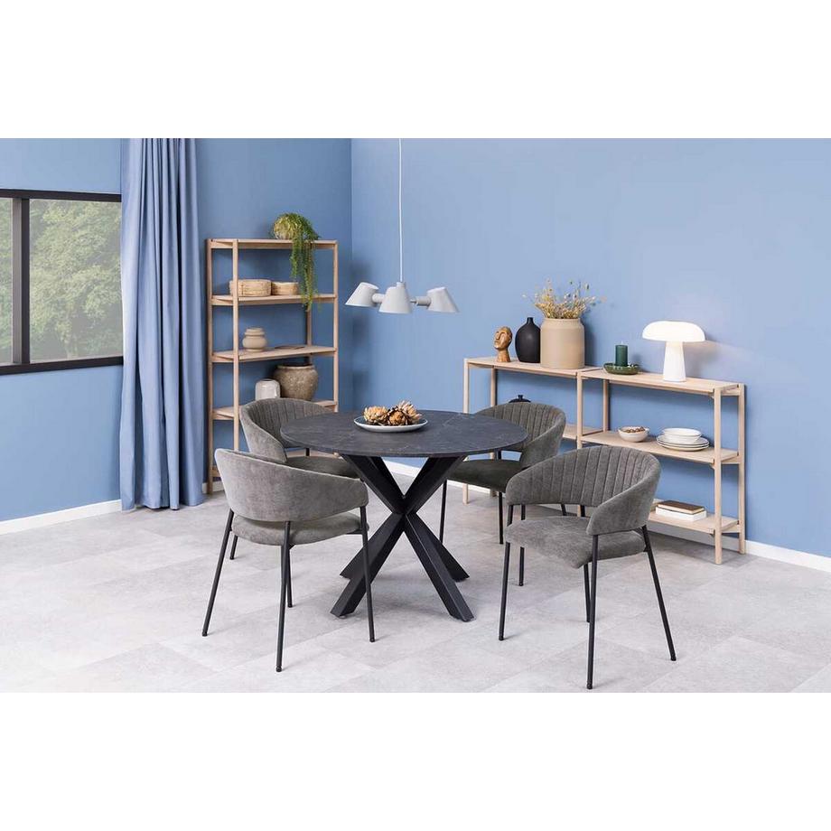 mutoni Sedia da pranzo con braccioli Annecy grigio scuro  