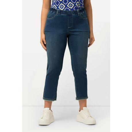 Ulla Popken  Jean Sienna longueur 7/8, taille élastique, jambe étroite avec bord frangé 