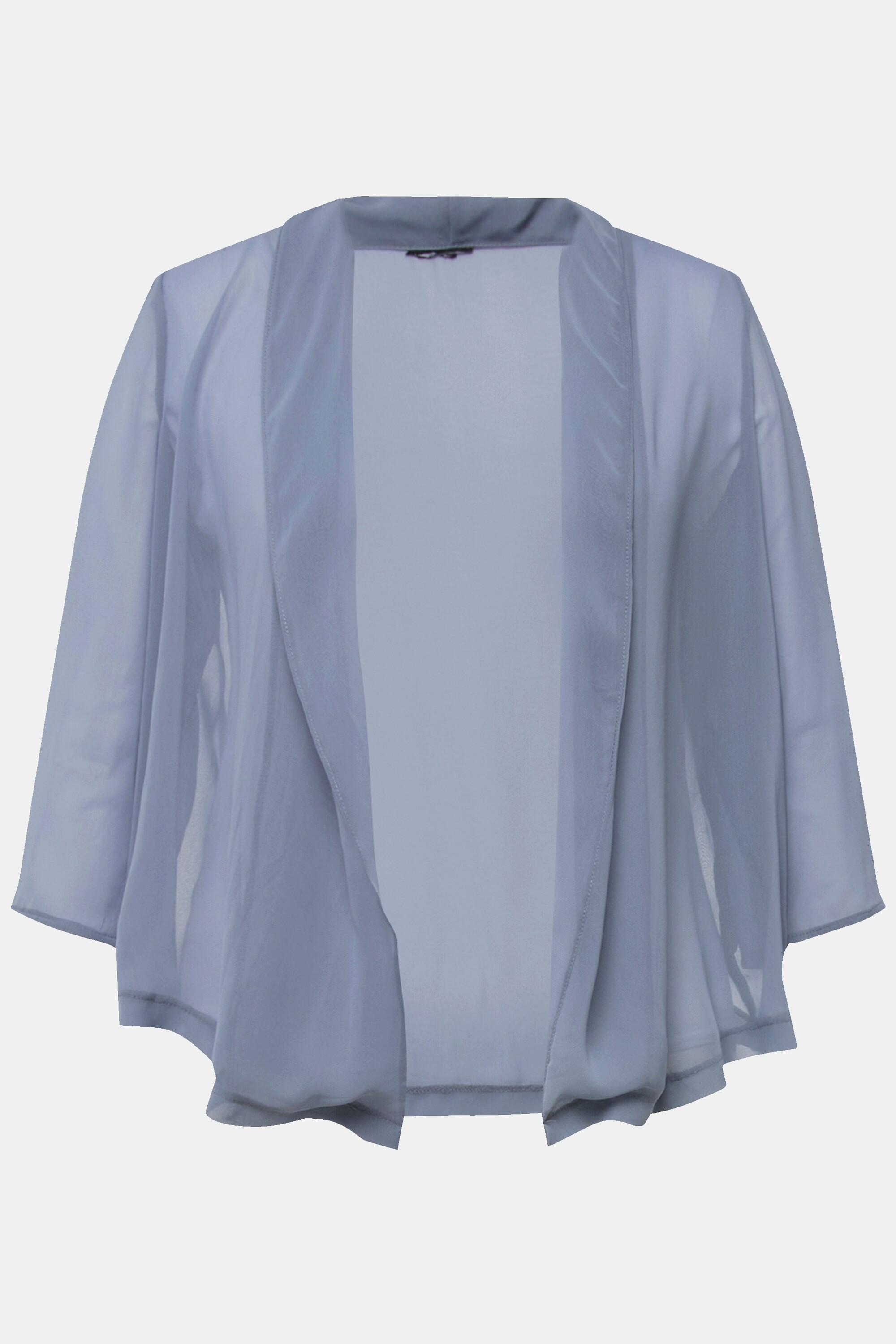 Ulla Popken  Giacca di chiffon dal taglio oversize con collo a scialle e maniche a 3/4 