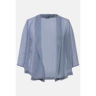 Ulla Popken  Giacca di chiffon dal taglio oversize con collo a scialle e maniche a 3/4 