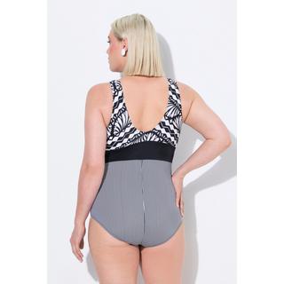 Ulla Popken Maillot de bain à imprimé décoratif et bonnets souples  