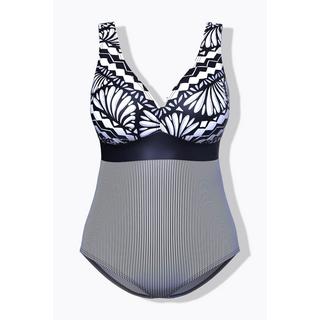 Ulla Popken Maillot de bain à imprimé décoratif et bonnets souples  