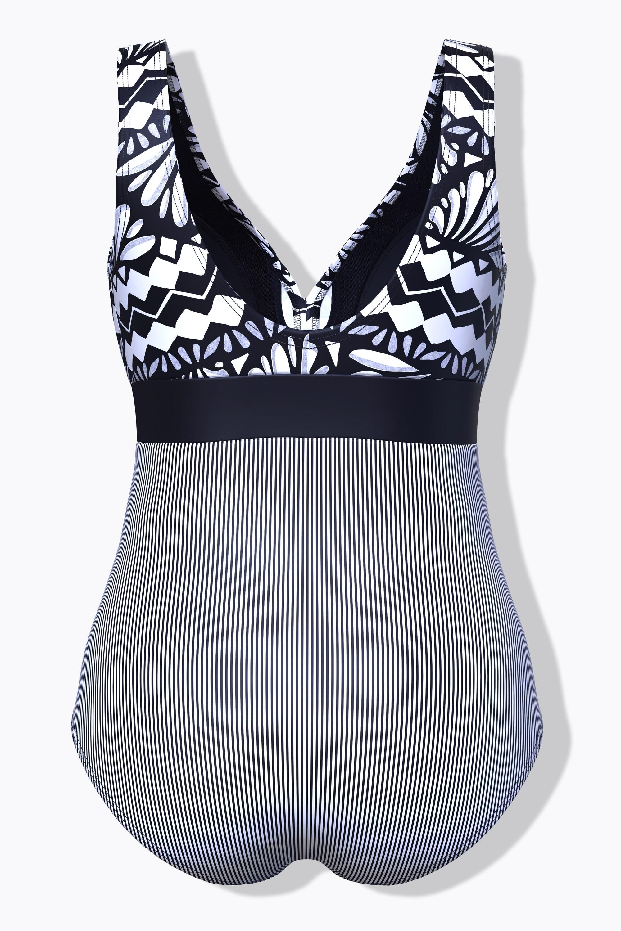 Ulla Popken Maillot de bain à imprimé décoratif et bonnets souples  