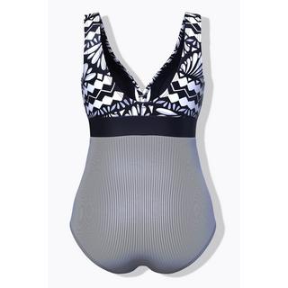 Ulla Popken Maillot de bain à imprimé décoratif et bonnets souples  