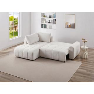 Vente-unique Canapé d'angle gauche convertible en tissu texturé beige RICIA  