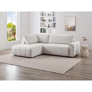 Vente-unique Canapé d'angle gauche convertible en tissu texturé beige RICIA  