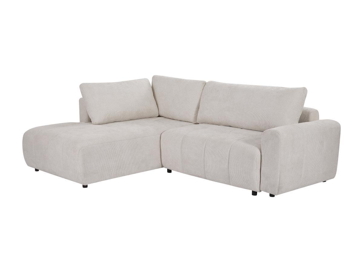 Vente-unique Canapé d'angle gauche convertible en tissu texturé beige RICIA  