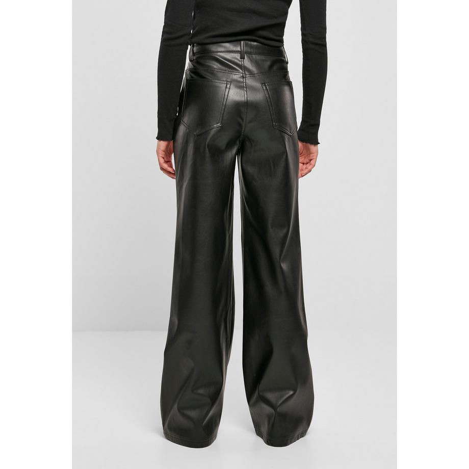 URBAN CLASSICS Pantaloni Faux Leather Wide Leg  