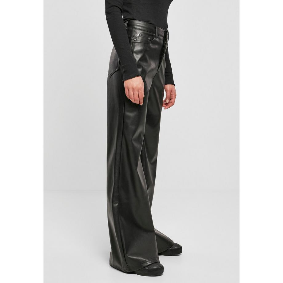 URBAN CLASSICS Pantaloni Faux Leather Wide Leg  