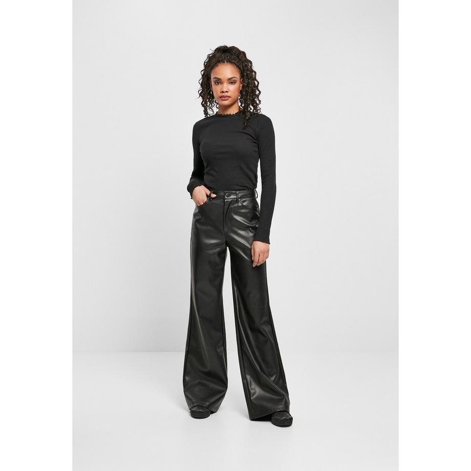 URBAN CLASSICS Pantaloni Faux Leather Wide Leg  