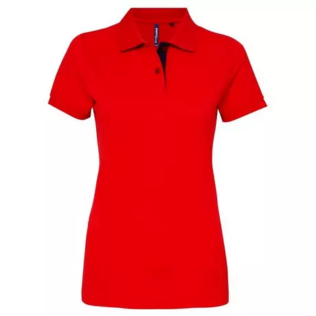 Asquith & Fox  Kurzarm Kontrast Polo Shirt Rosso Multicolore