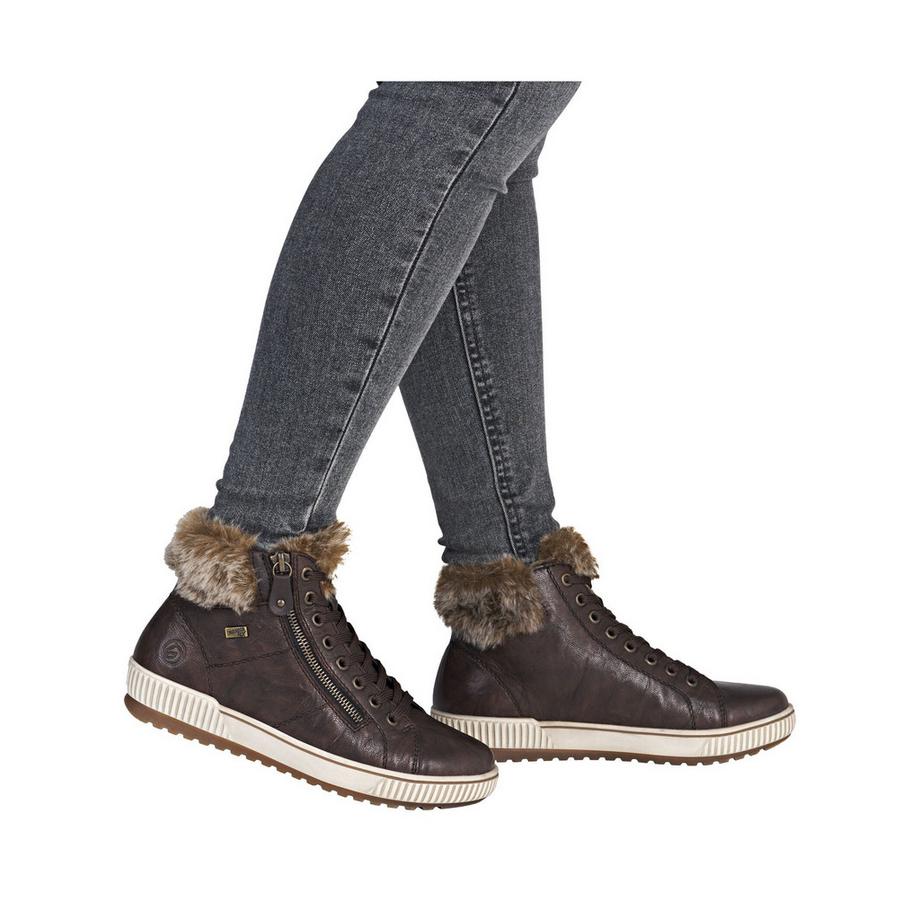 Remonte High Top Sneaker mit Kunstfellkragen und Seitlicher Reissverschluss  