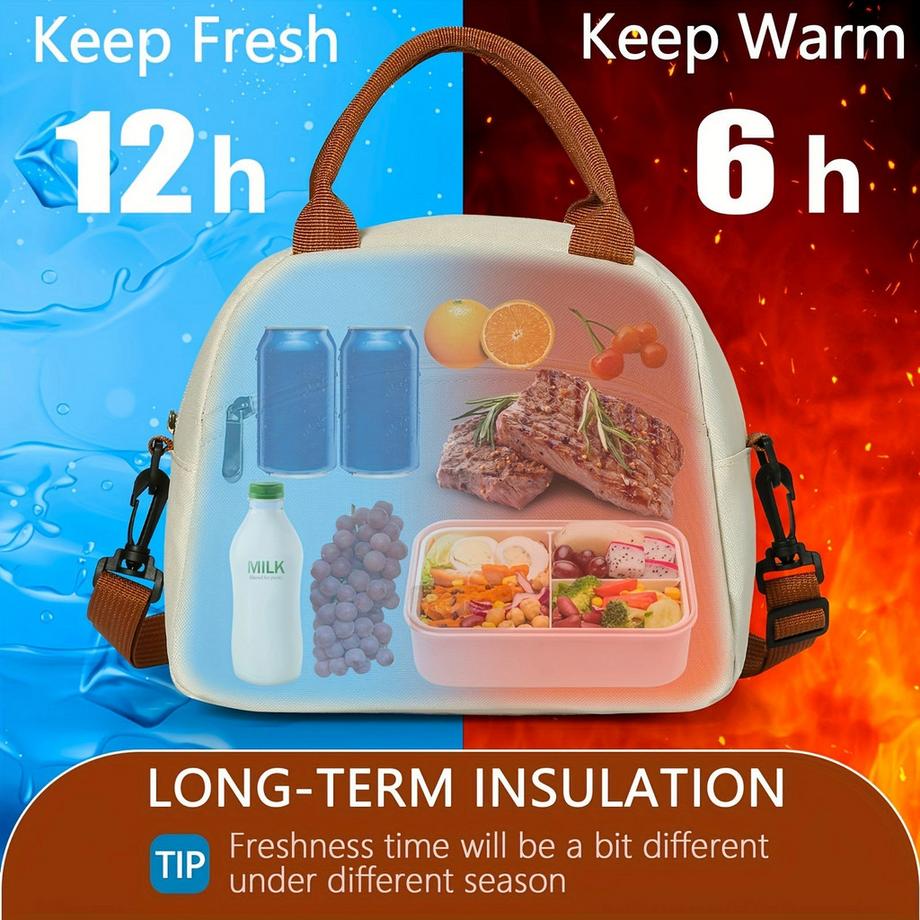 Only-bags.store  Isolierte Mittagessen Tasche, Mittagessen Kühltasche, isolierte Lunch-Box, tragbare wiederverwendbare Lunch-Tasche mit verstellbaren Trägern 