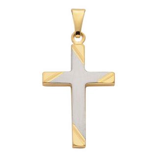 MUAU Schmuck  Anhänger Kreuz bicolor 750/18K, 27x14mm 