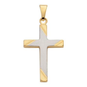 Anhänger Kreuz bicolor 750/18K, 27x14mm