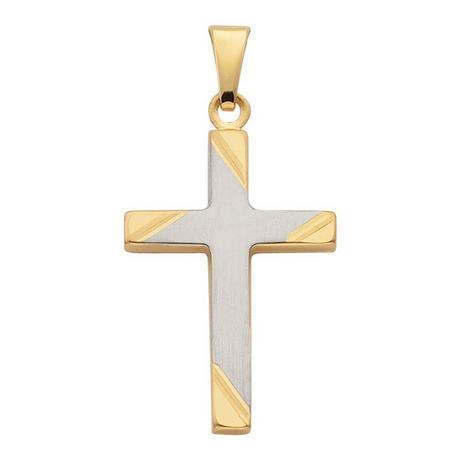 MUAU Schmuck  Pendentif croix en or jaune 750, 27x14mm 