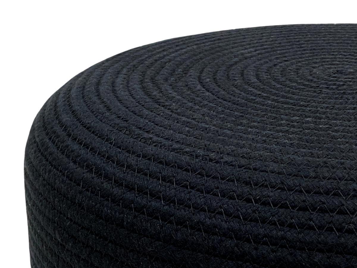 Vente-unique Pouf rond en rotin naturel clair et noir SALVETI  