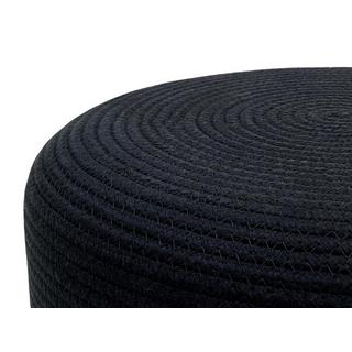 Vente-unique Pouf rond en rotin naturel clair et noir SALVETI  