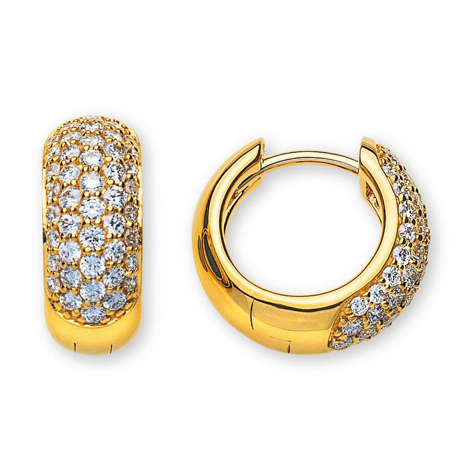 MUAU Schmuck  Creolen Gelbgold 750 Brillanten 0.83ct. Scharnier 13.5x5.7mm 