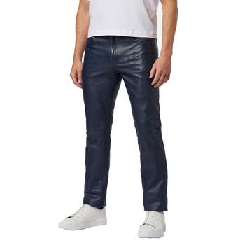 Pantalon en cuir pour homme, Trant Pant, jeans en cuir à cinq poches en cuir d'agneau lavé.