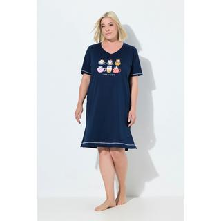 Ulla Popken Camicia da Notte Stampa Piazzata Scollo a V Mezza Manica  