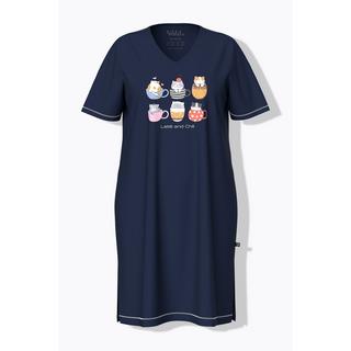 Ulla Popken Camicia da Notte Stampa Piazzata Scollo a V Mezza Manica  