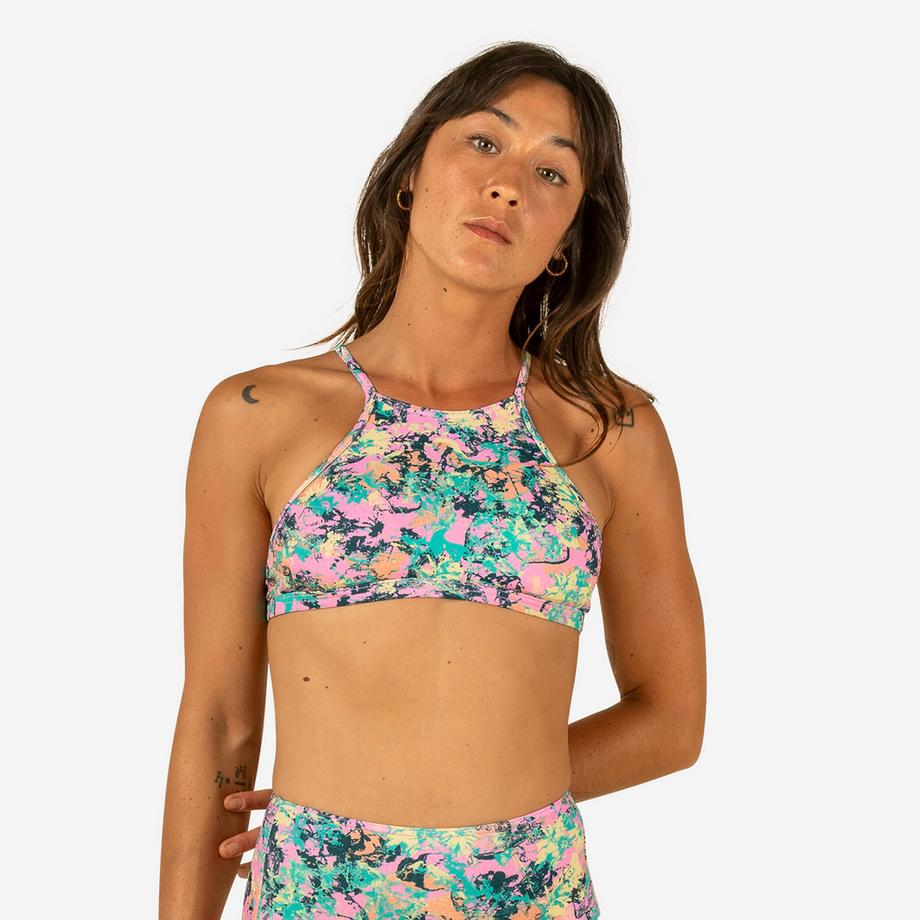 DECATHLON Haut de maillot de bain Andrea à motif floral et col licou  