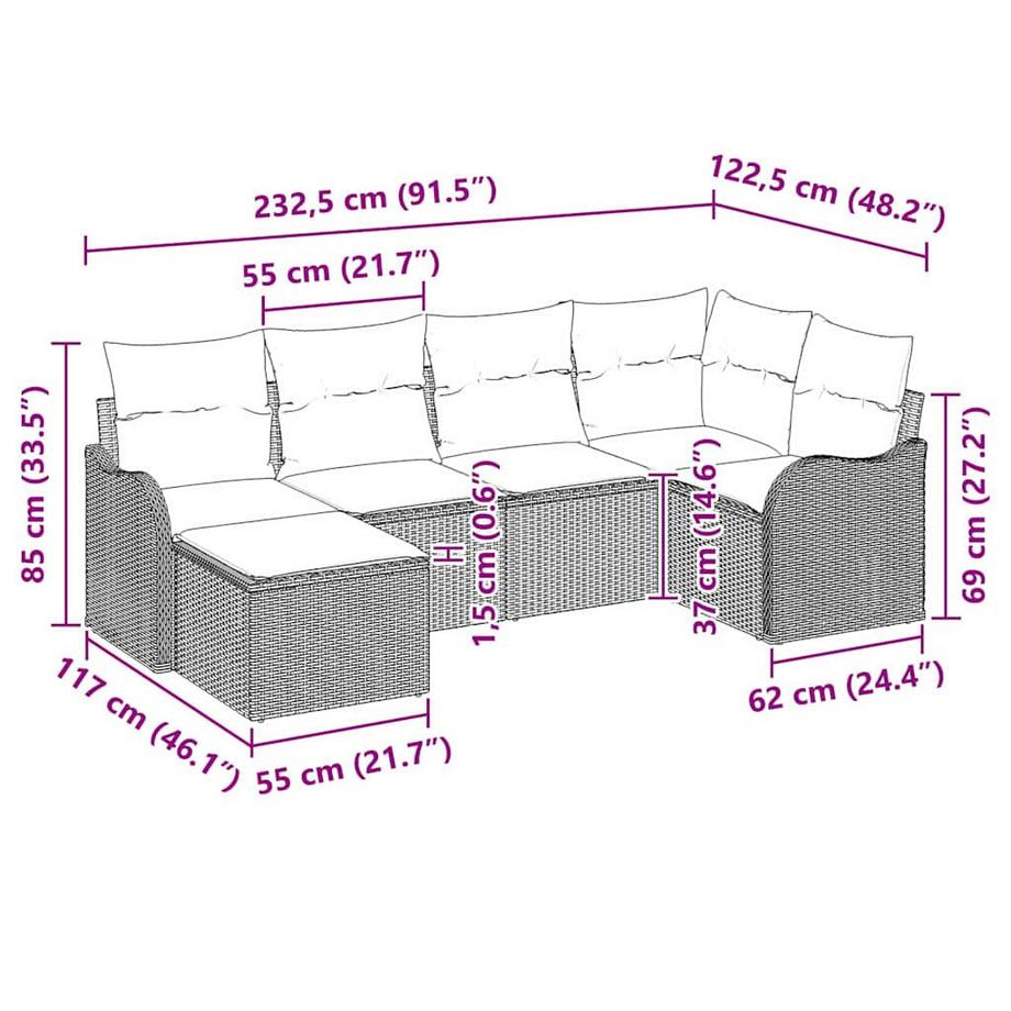 VidaXL Canapé de jardin poly rattan  