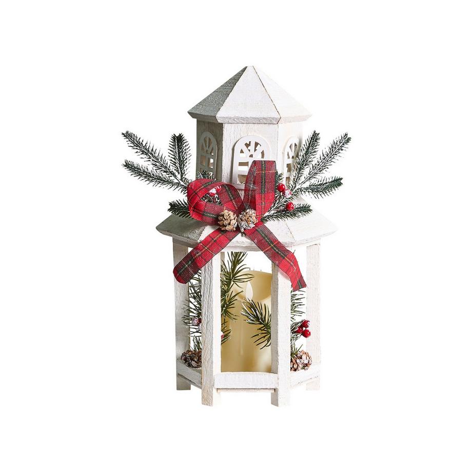 Beliani Lanterne LED en Bois de sapin Traditionnel SAVIVESI  