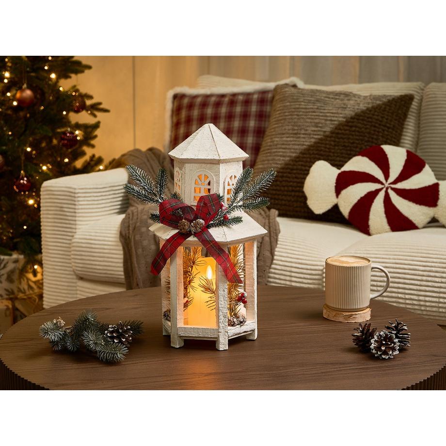 Beliani Lanterne LED en Bois de sapin Traditionnel SAVIVESI  