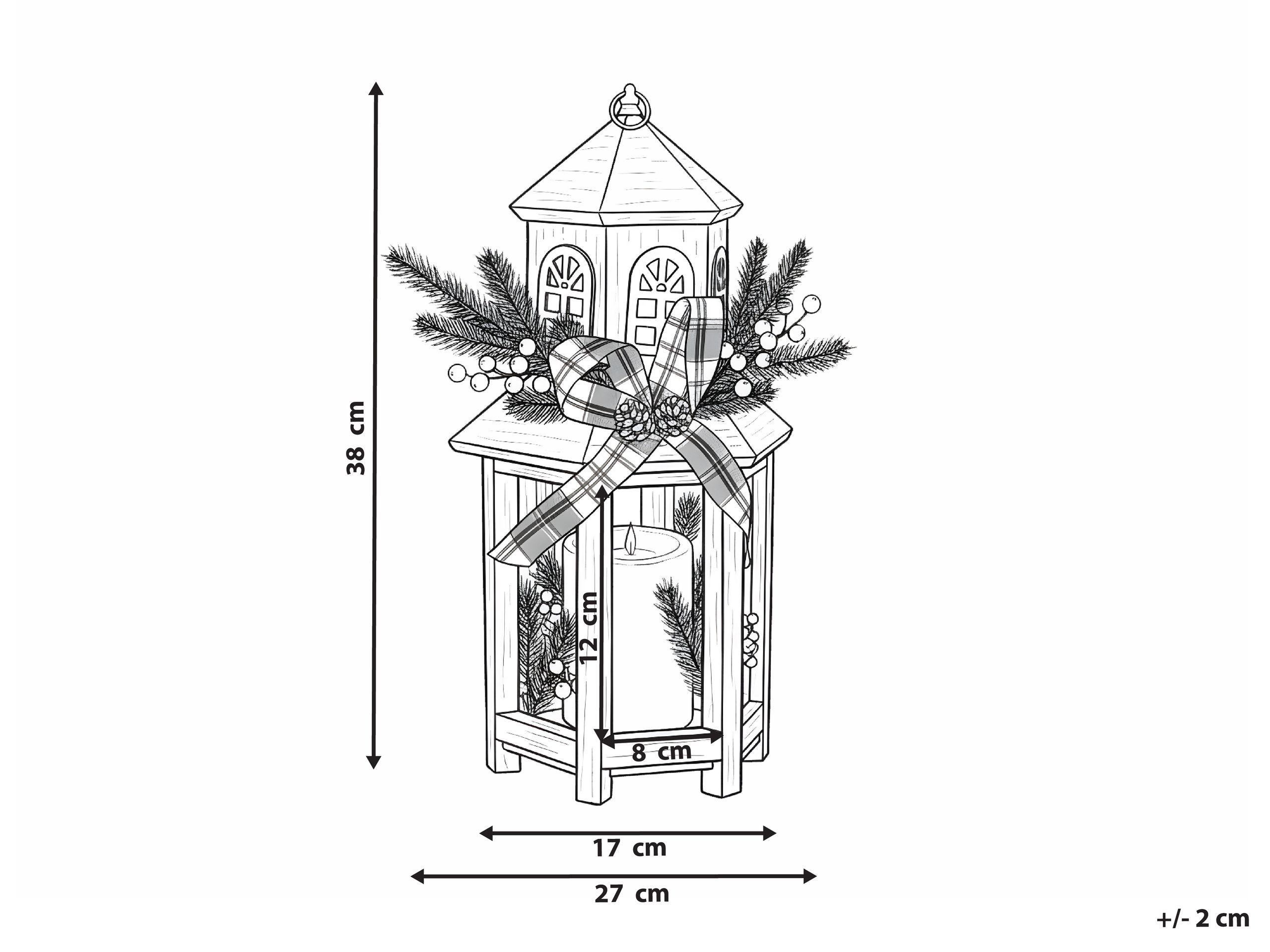 Beliani LED Laterne aus Tannenholz Klassisch SAVIVESI  