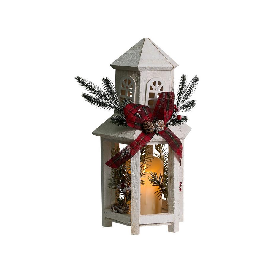 Beliani Lanterne LED en Bois de sapin Traditionnel SAVIVESI  