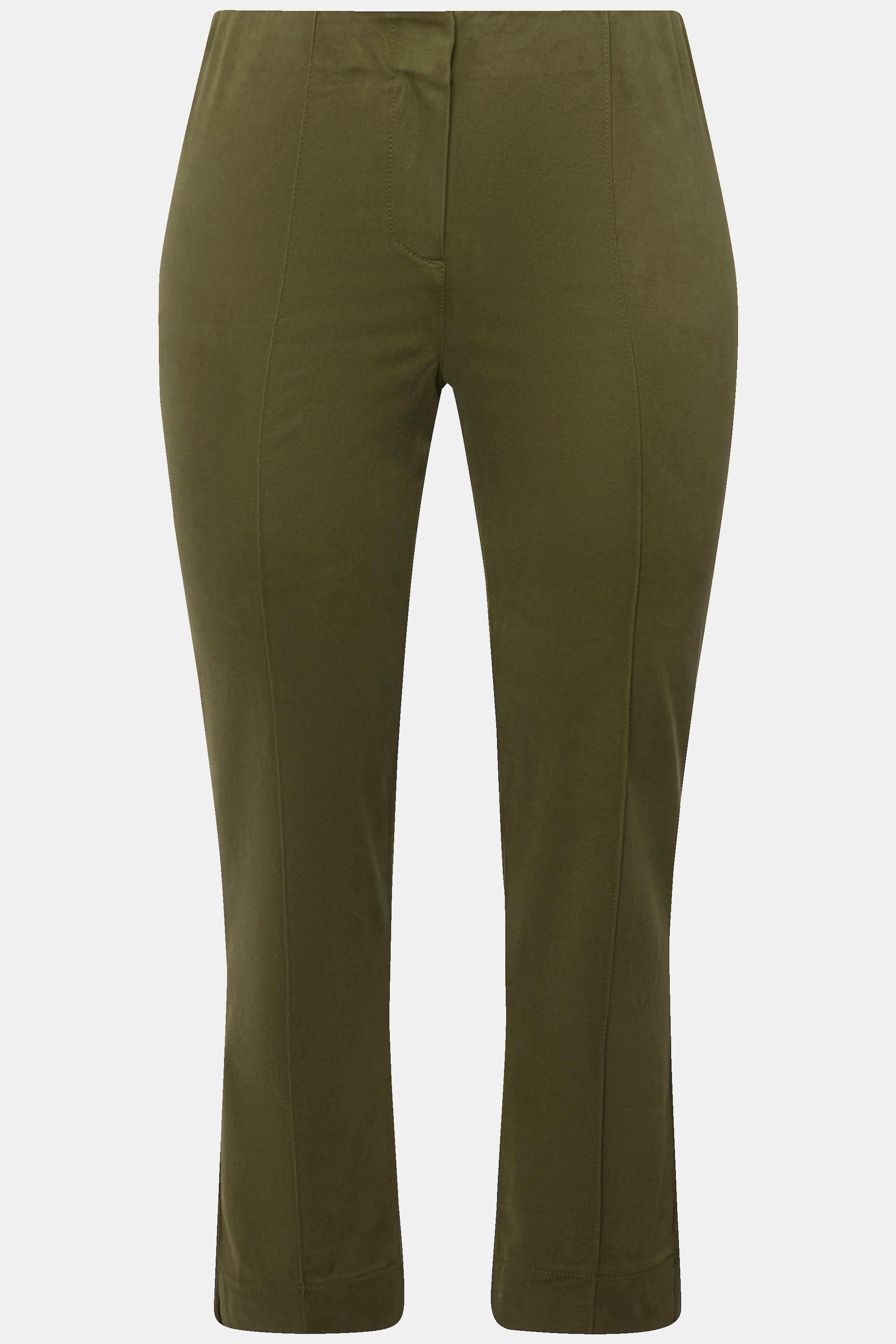 Ulla Popken  Pantalon avec passepoil et taille élastique. Coupe ajustée avec fente sur le bas de jambe. 