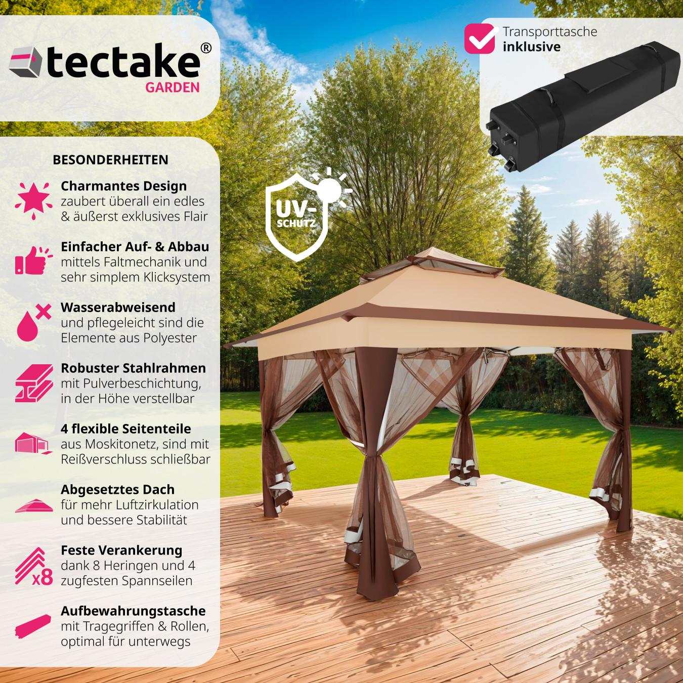 Tectake Faltpavillon 4 abnehmbare Seitenteile aus Moskitonetz  