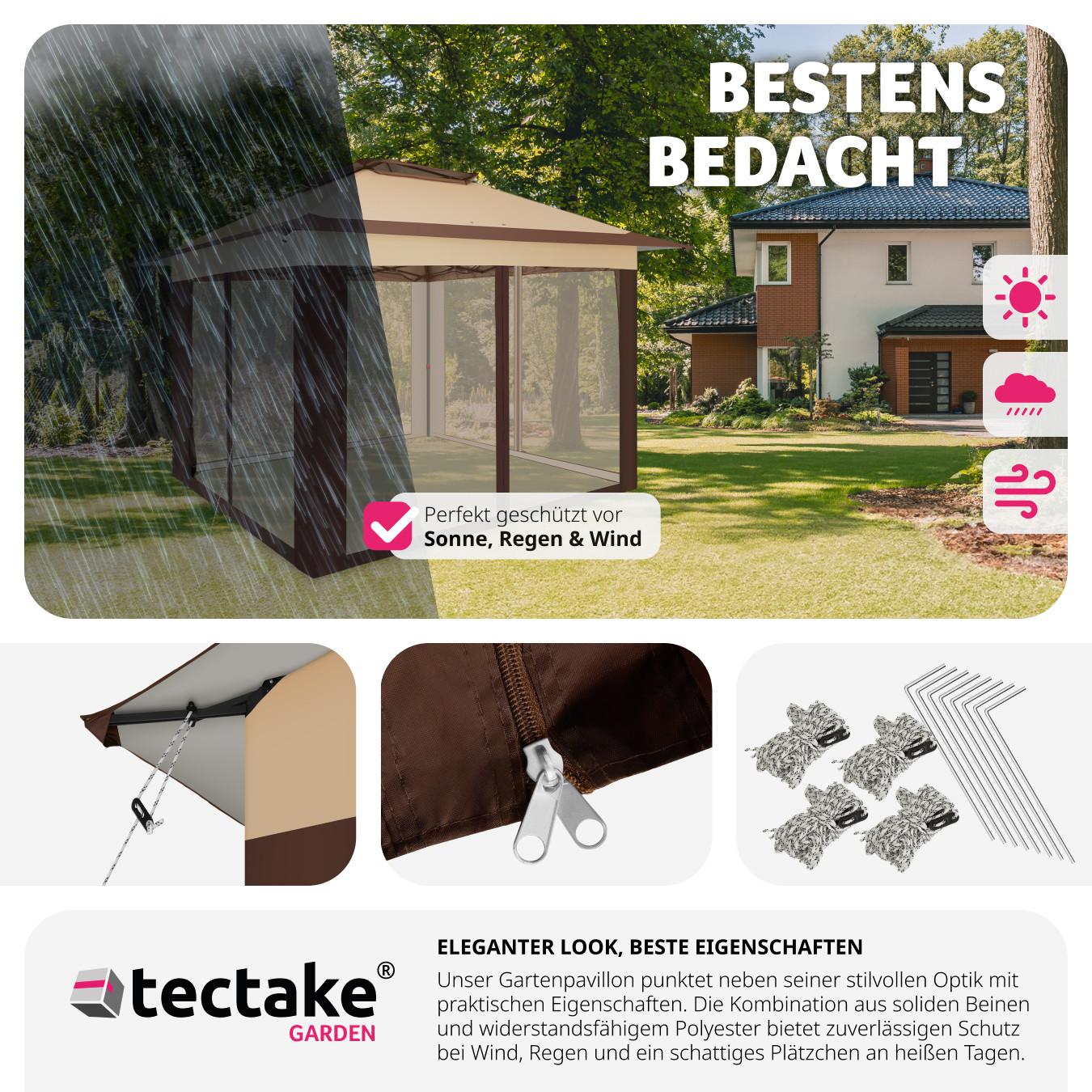 Tectake Faltpavillon 4 abnehmbare Seitenteile aus Moskitonetz  