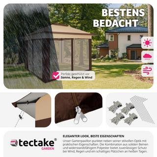 Tectake Faltpavillon 4 abnehmbare Seitenteile aus Moskitonetz  
