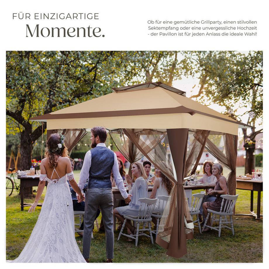 Tectake Gazebo pieghevole Carabobo  3,64 x 3,64 x 2,94 m  