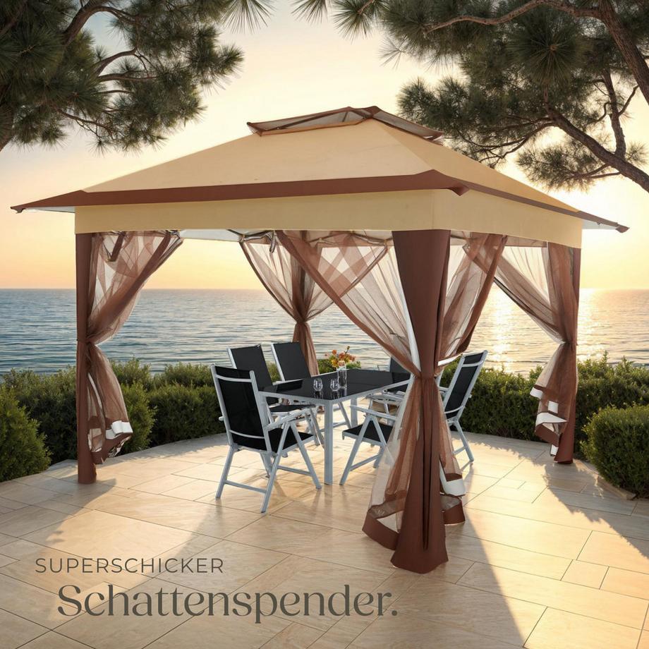 Tectake Gazebo pieghevole Carabobo  3,64 x 3,64 x 2,94 m  