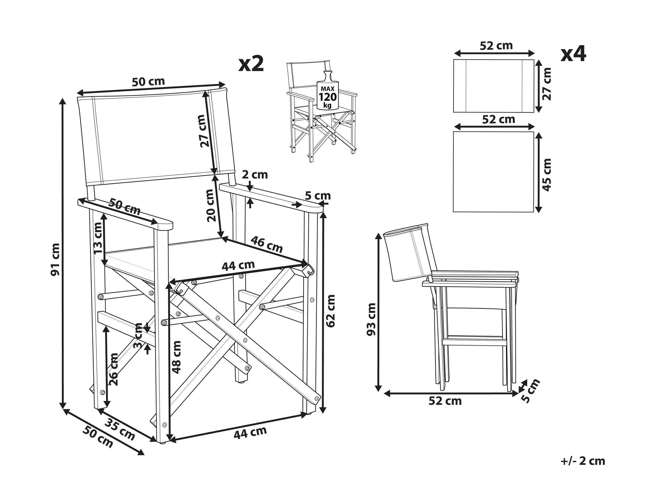 Beliani Gartenstuhl 2er Set aus Polyester Modern CINE  