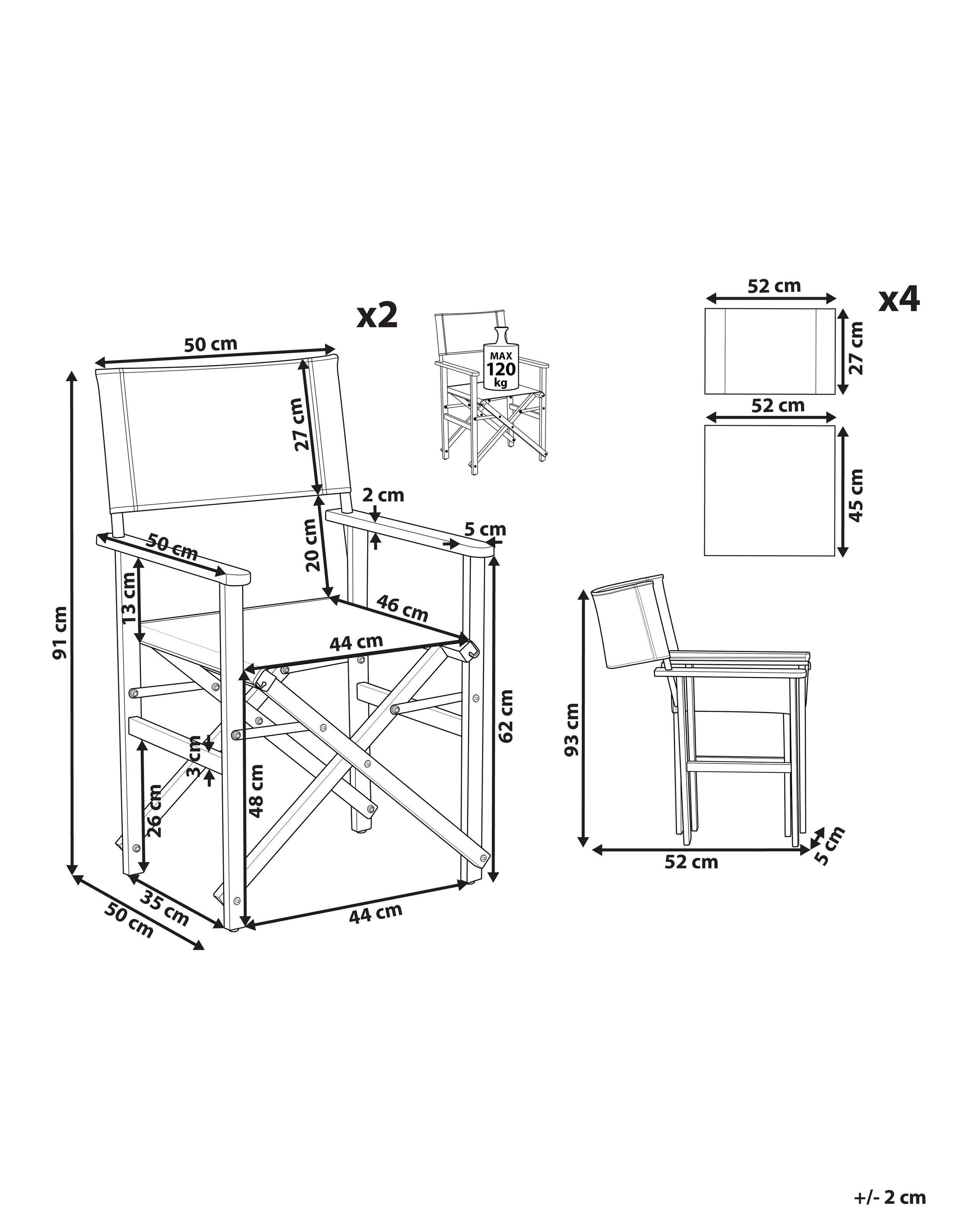 Beliani Gartenstuhl 2er Set aus Polyester Modern CINE  