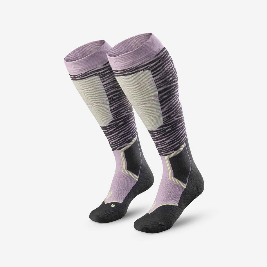 QUECHUA Ski-Thermosocken aus Wolle für Erwachsene, ein Paar, 500 Control, Lila und  