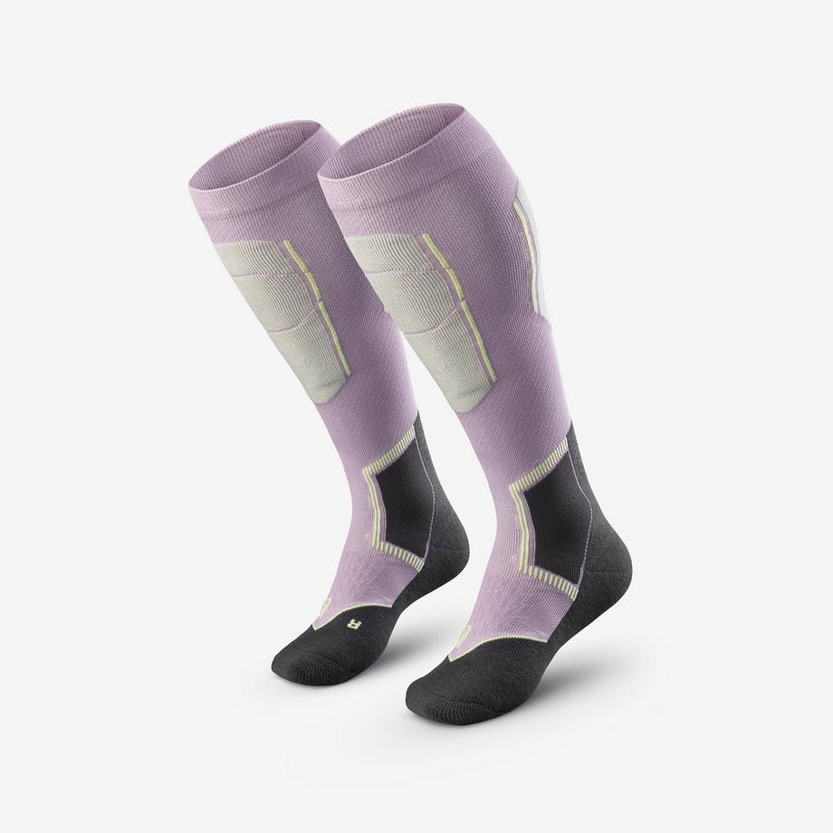 QUECHUA Ski-Thermosocken aus Wolle für Erwachsene, ein Paar, 500 Control, Lila und  