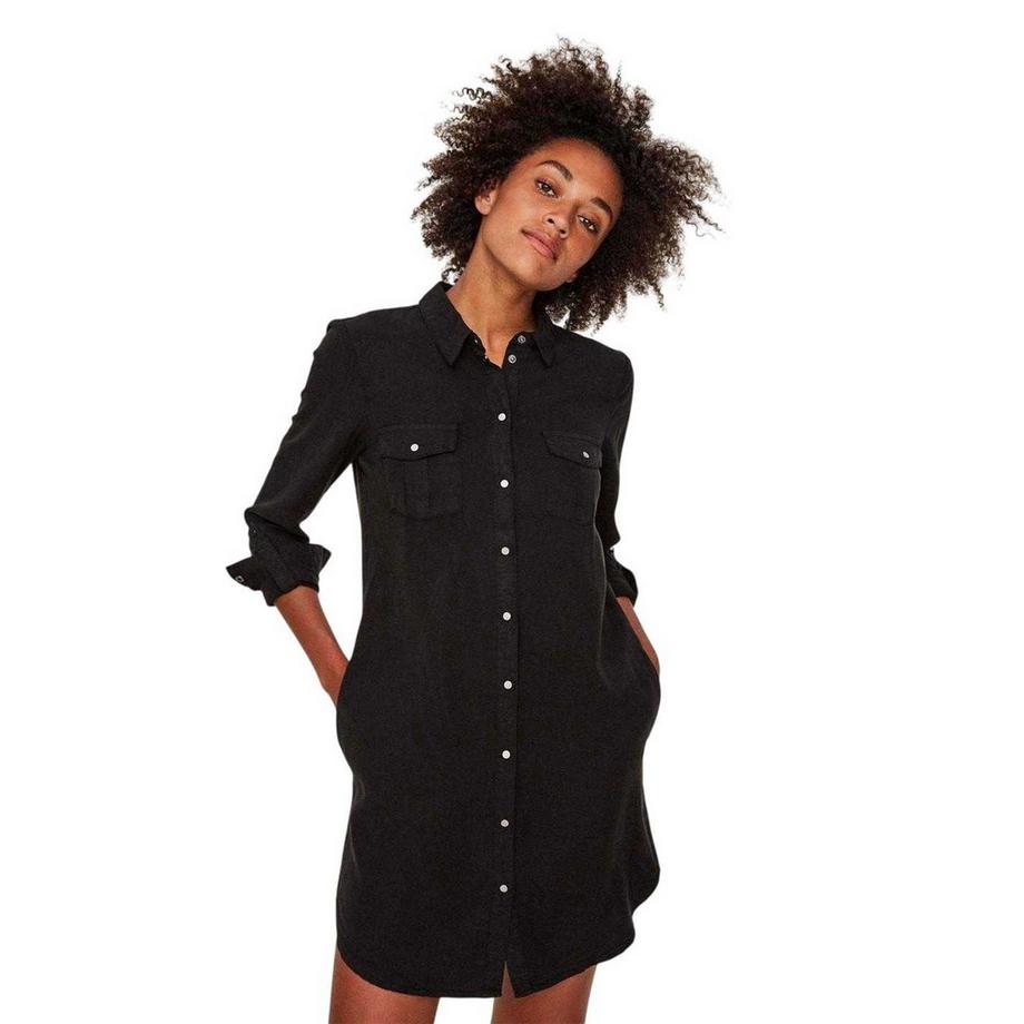 VERO MODA Sigga Hemdblusenkleid, Langärmlig  